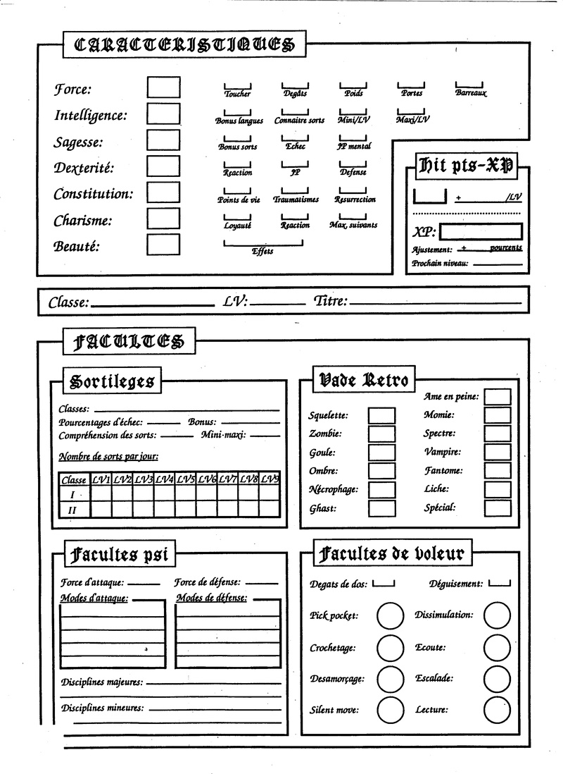 donjons et dragons 3.5 feuille de personnage