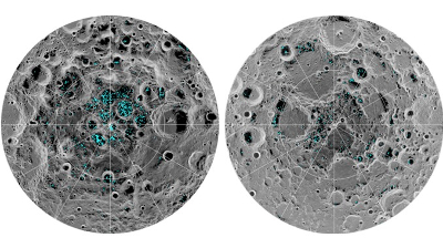 Répartition de la glace aux pöles de la Lune