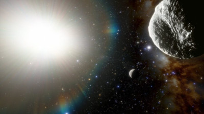 Une conception d'artiste de l'astéroïde 2021 PH 27 .