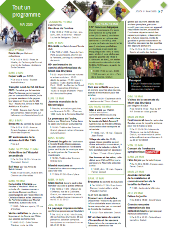Programme des animations de mai 2025