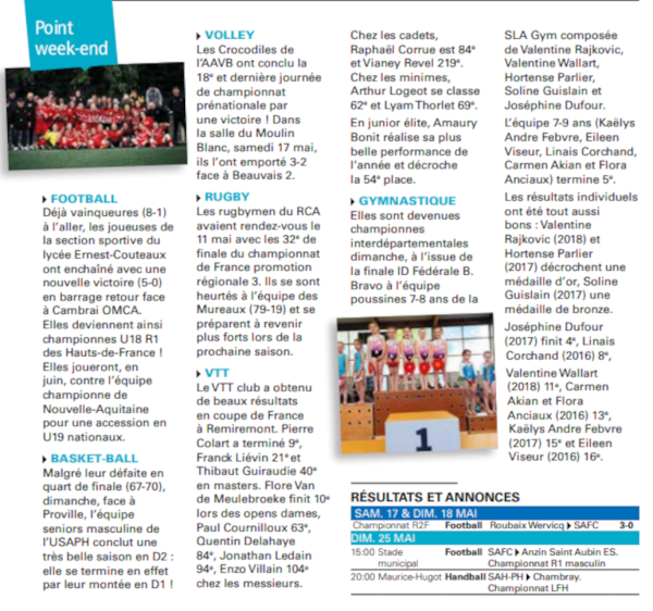 Extrait de la page sport de lva 1314