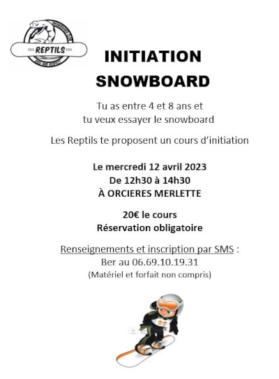 Affiche 'initiation snowboard'