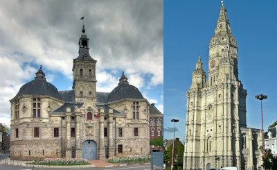 L'échevinage et la tour abbatiale à Saint-Amand-les-Eaux
