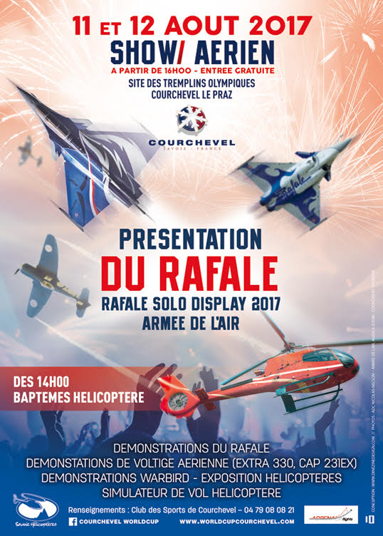 Show Aerien Courchevel, Rafale solo Display, l’Equipe de voltige Hérault Languedoc Roussillon , skijumping worldcupcourchevel, meeting aerien 2017, French Airshow 2017