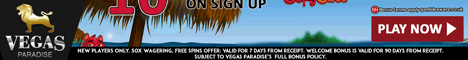 Vegas Paradise Casino 10 + 50 Free Spins no deposit bonus